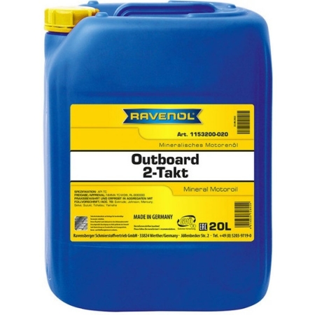 Моторное масло для 2Т лодочных моторов RAVENOL Outboard 2T Mineral 20л (4014835728929)